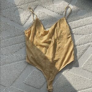 Gold Shimmer Bodysuit Low Back